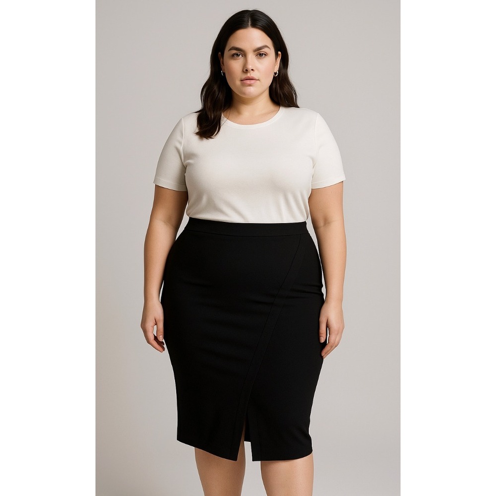 Anne Klein Office Siren MobWife‎ Career Work Knit Pencil Skirt 3X Black